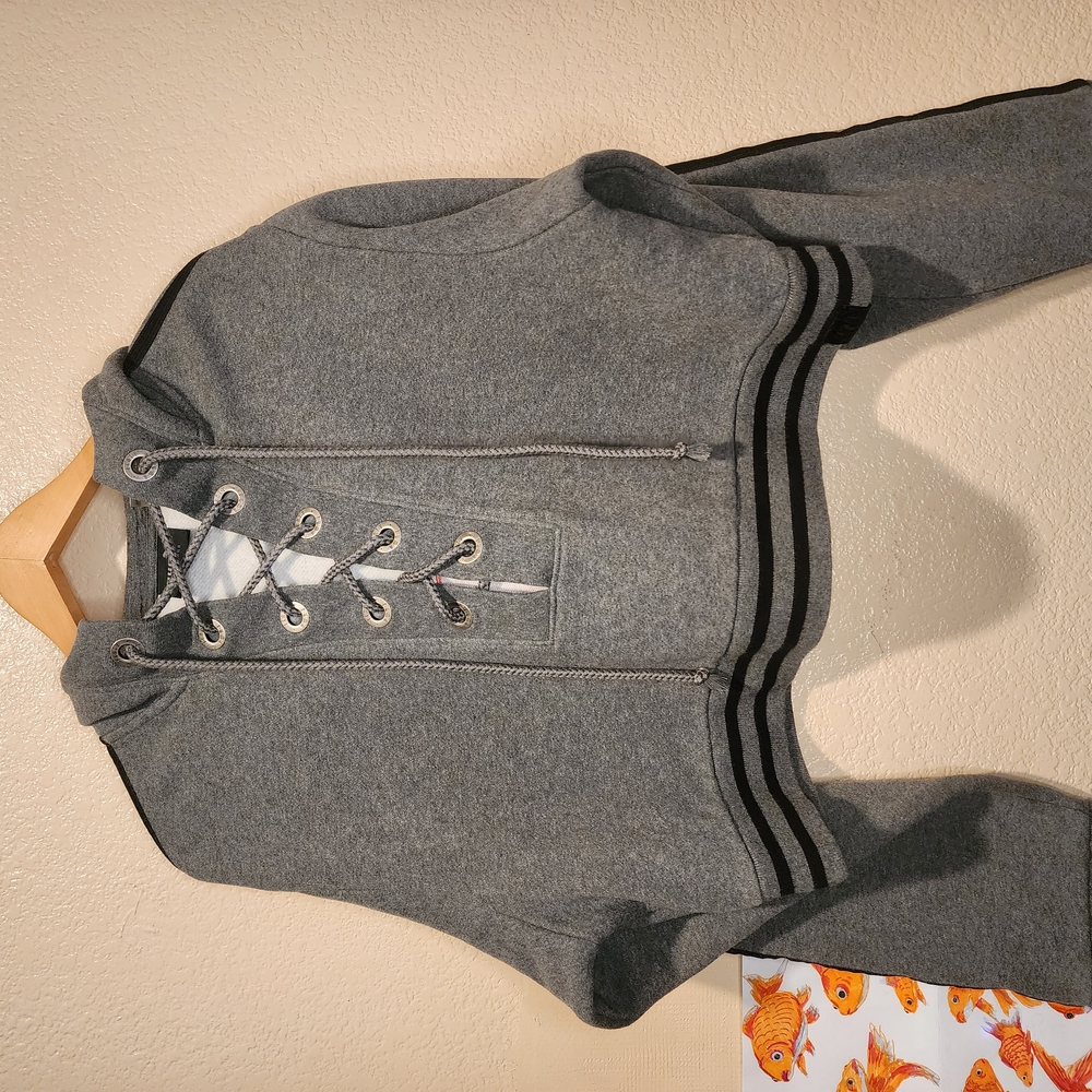 Gray Kids Jacket with Lace-Up Design